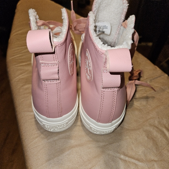 Converse Women's Chuck Taylor All Star Lift Leather Platform Shoes Pink A04256C - Picture 5 of 7